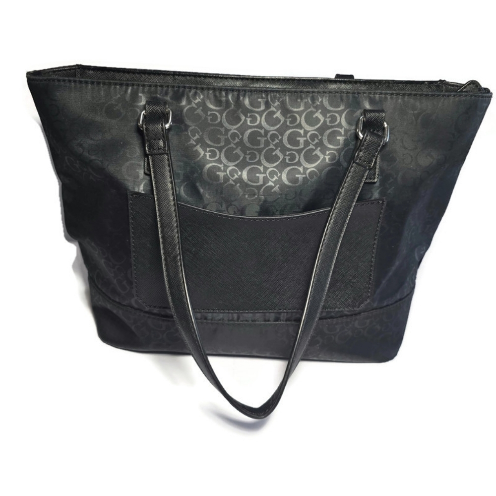 Guess Plummer Polyester Top Handle Logo Purse Bag Tote Zipper Closure - Picture 3 of 11